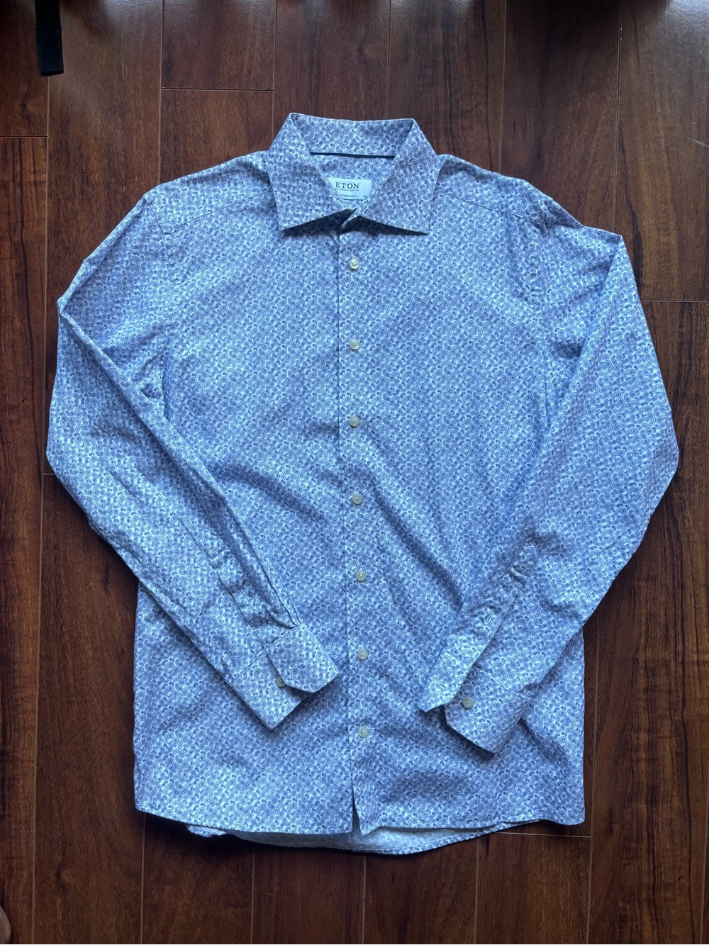 Eton Men's Light Blue Micro-Pattern Dress Shirt